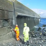 Spray concrete repair in marine location