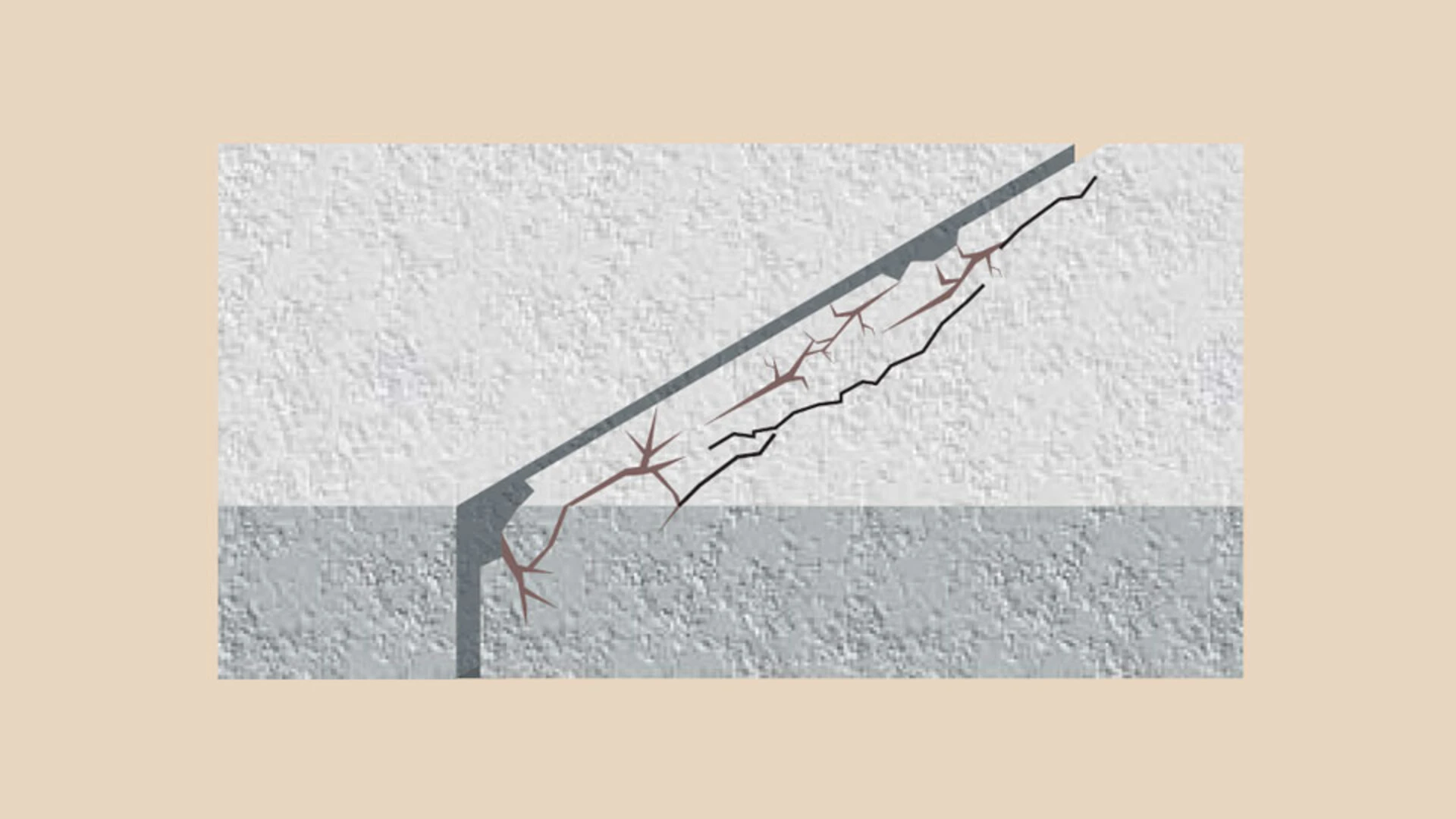 Broken joints in concrete requiring repair