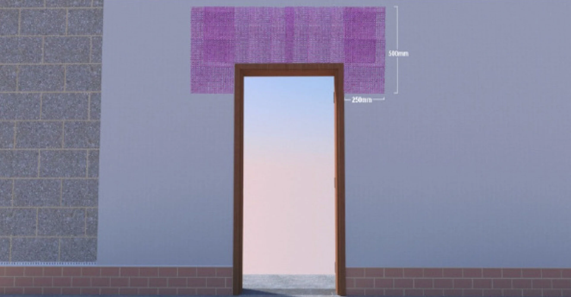 Using mesh reinforcement around doors when rendering externally