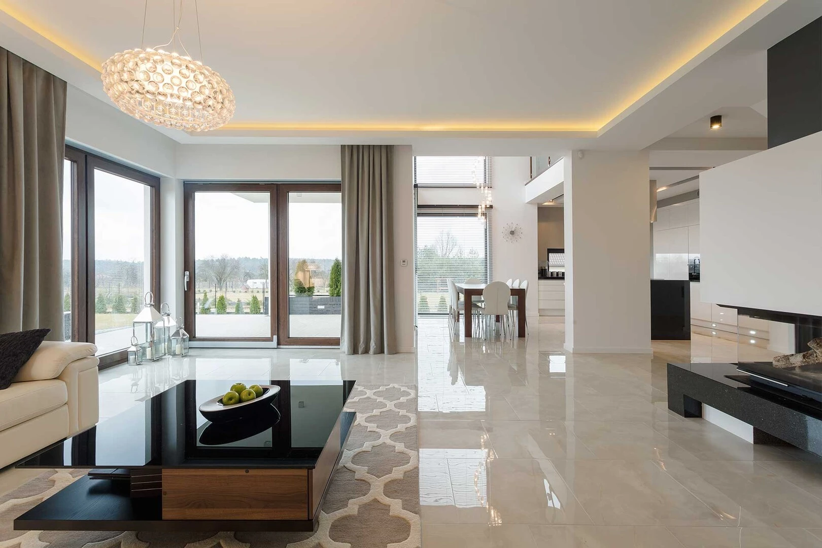 Living room with marble floor