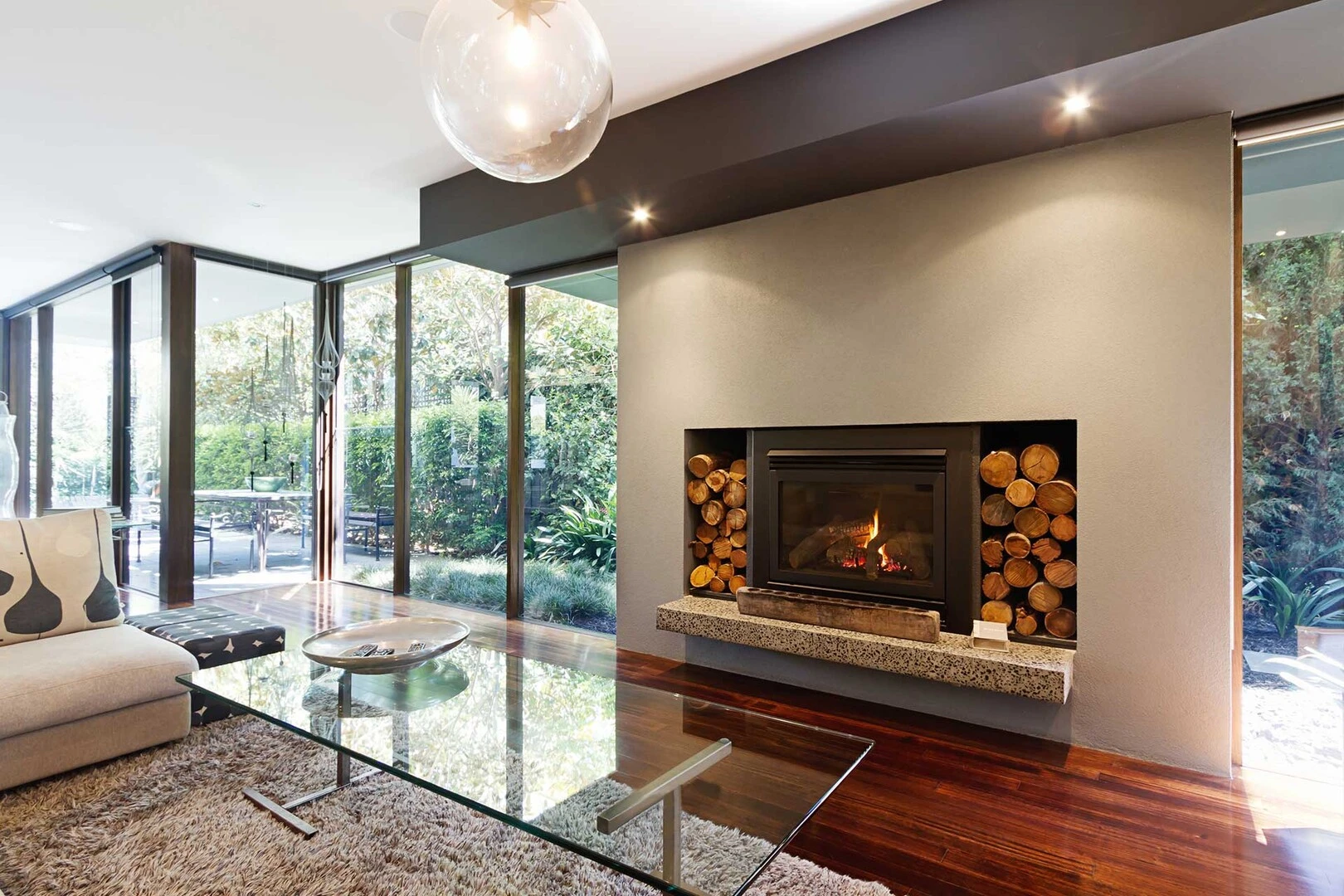 Fireplace with hardwood floors 