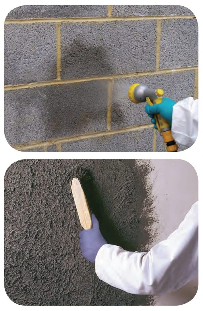 Spraying blocks and applying weberend aid