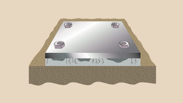 Voids in the grout when grouting steel baseplates