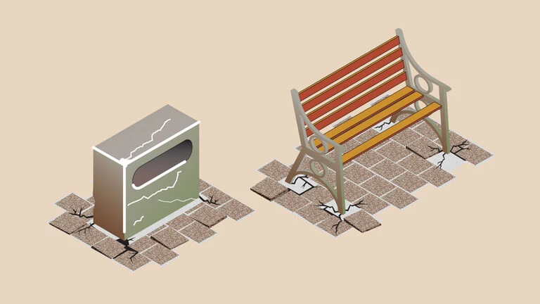 Waste bins, seating, cycle racks, etc – street furniture repair