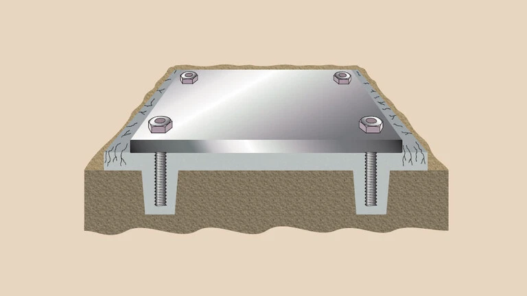 Cracks in the grout and around the baseplate when grouting steel baseplates